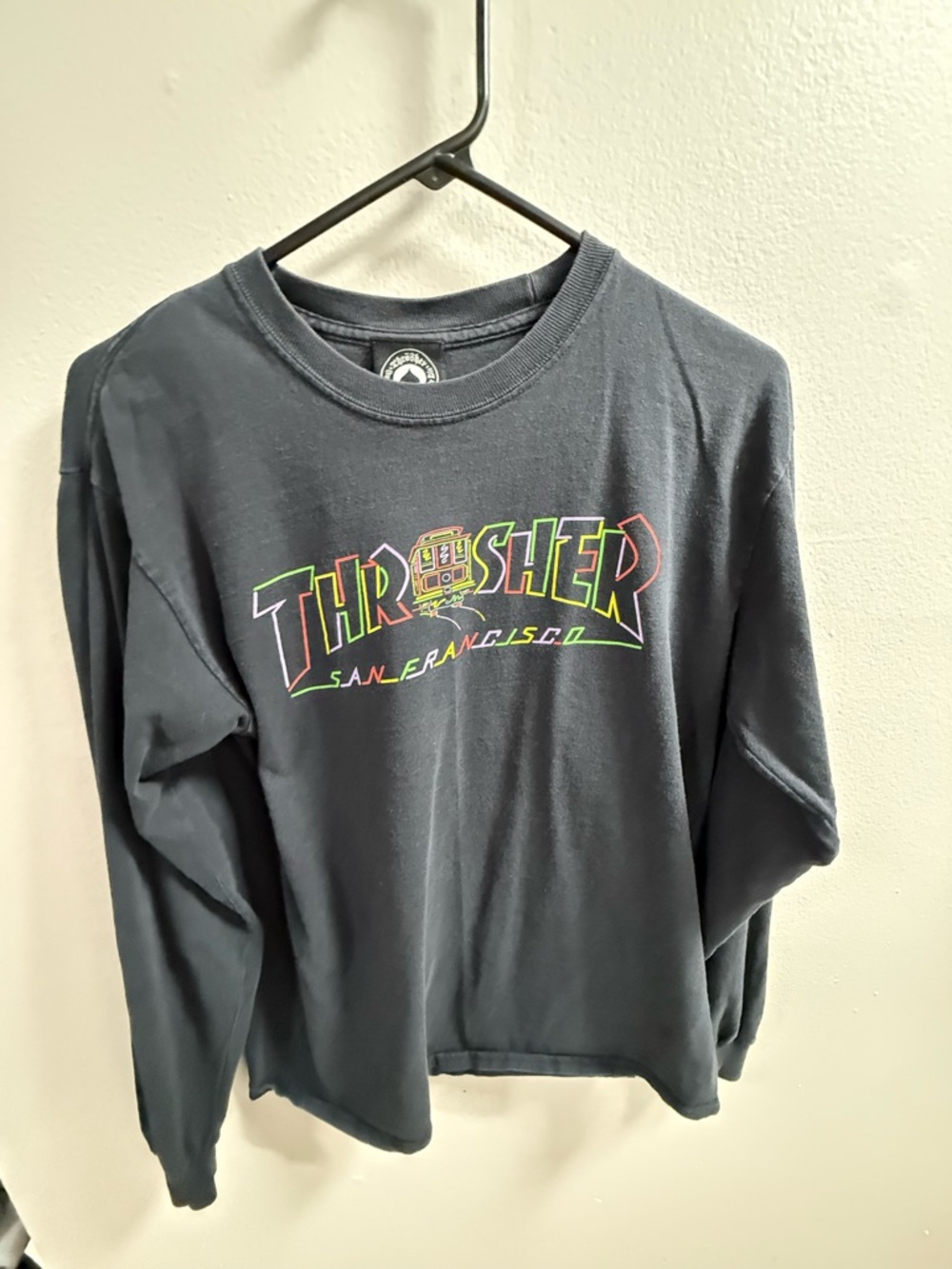 Thrasher Black Long Sleeve with Neon Rainbow Logo